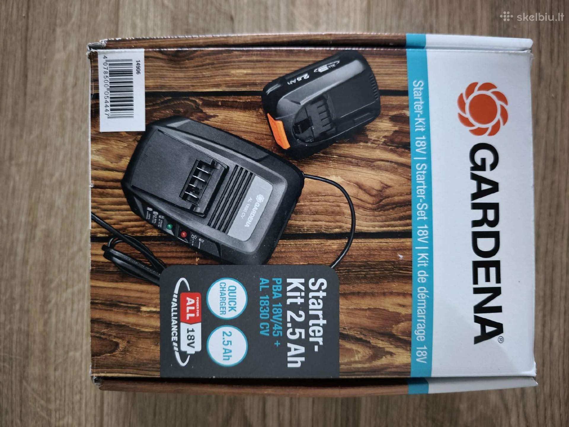 Akumuliatorius su įkrovikliu Gardena 18v/2.5ah P4a