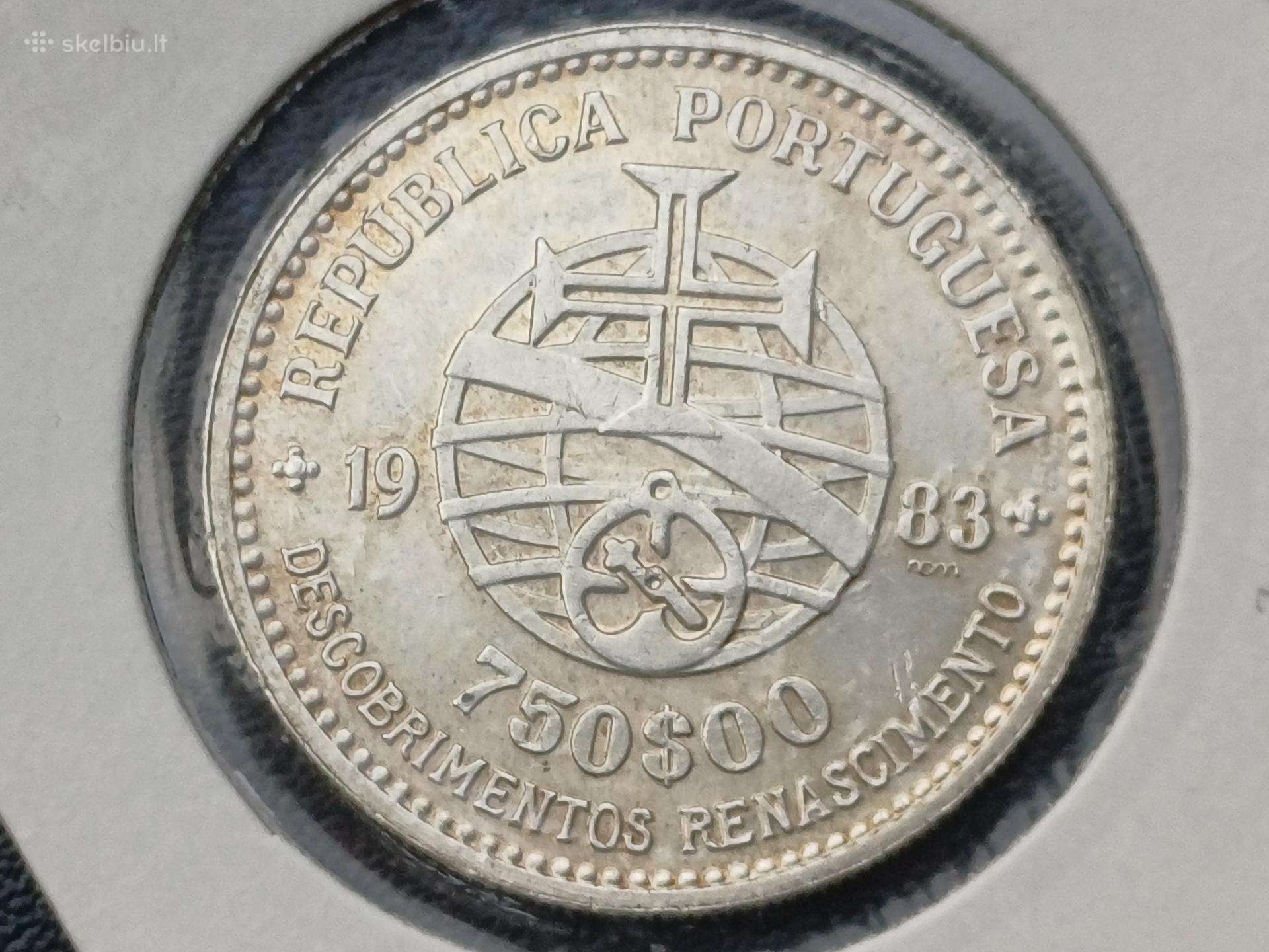750 eskudų 1983m. Portugalija sidabras 835