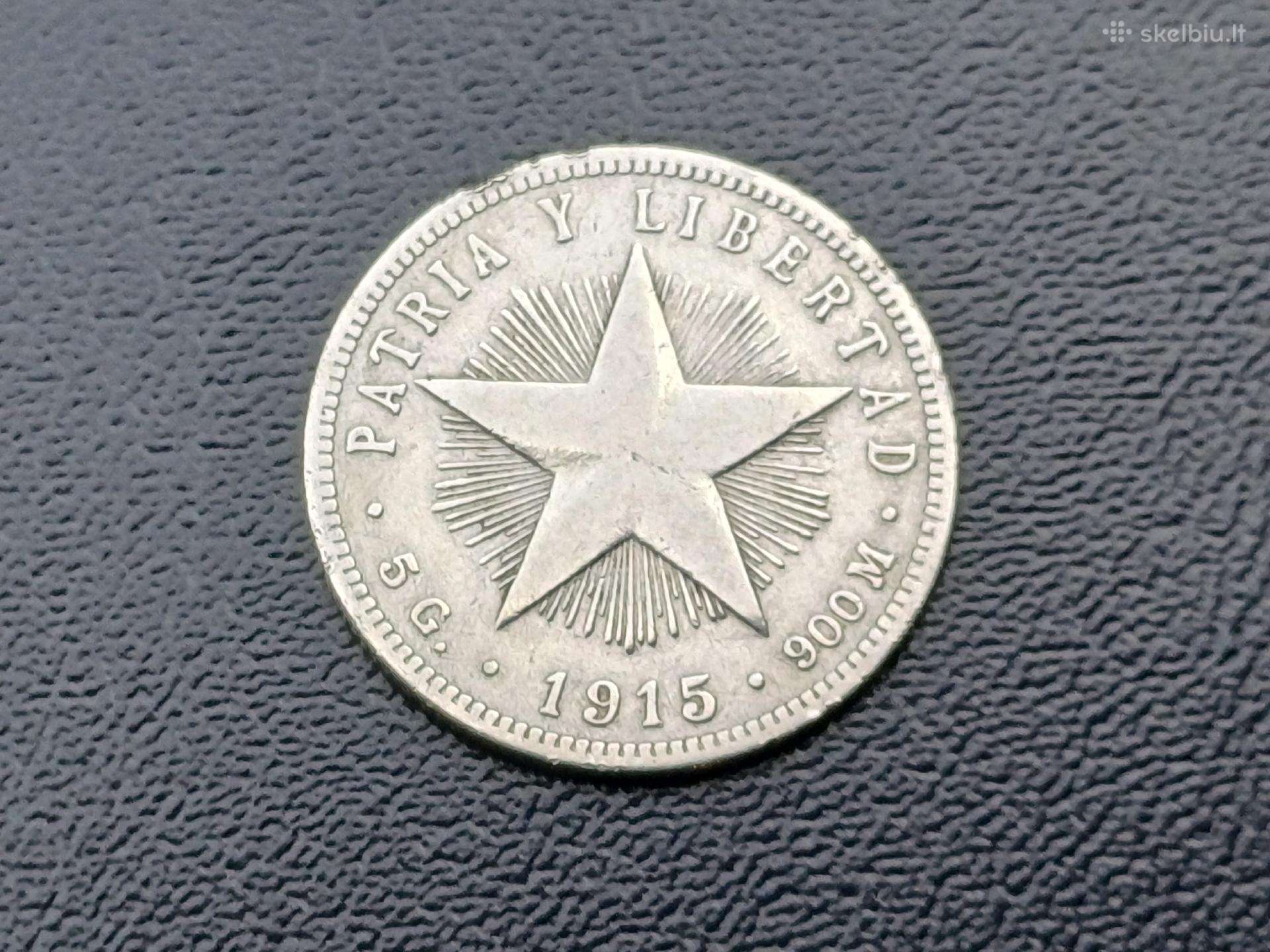10 centavų 1915m. Meksika sidabras 900