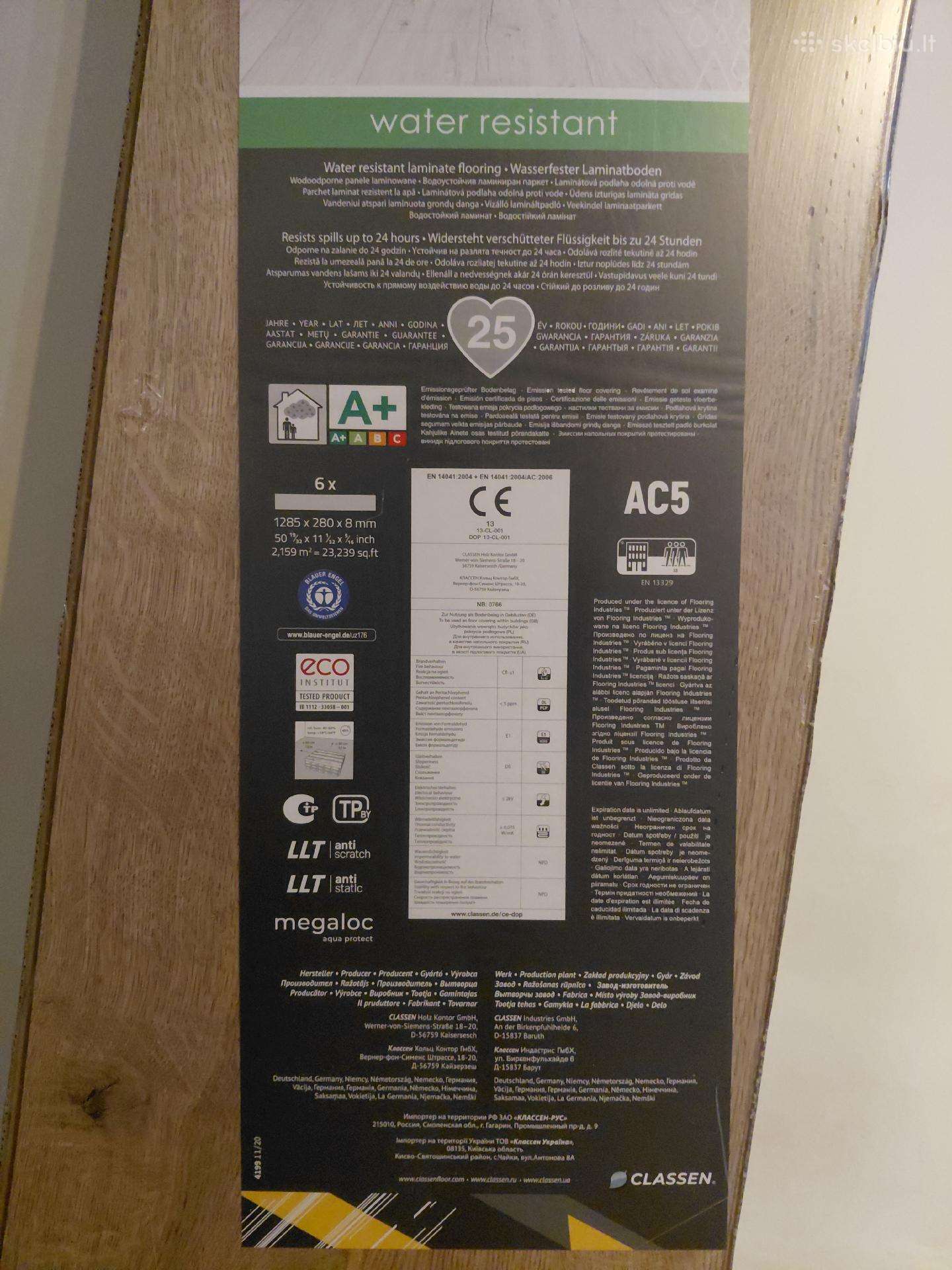 Naujas Classen Pedro Oak laminatas 47,5 m²,