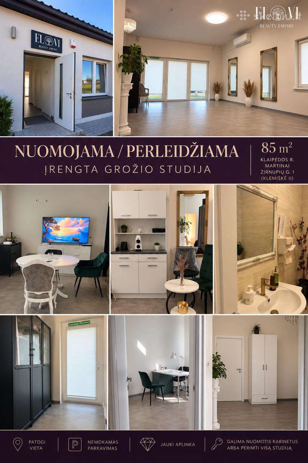 Nuomojama.perleidžiama įrengta 85 m² grožio studi