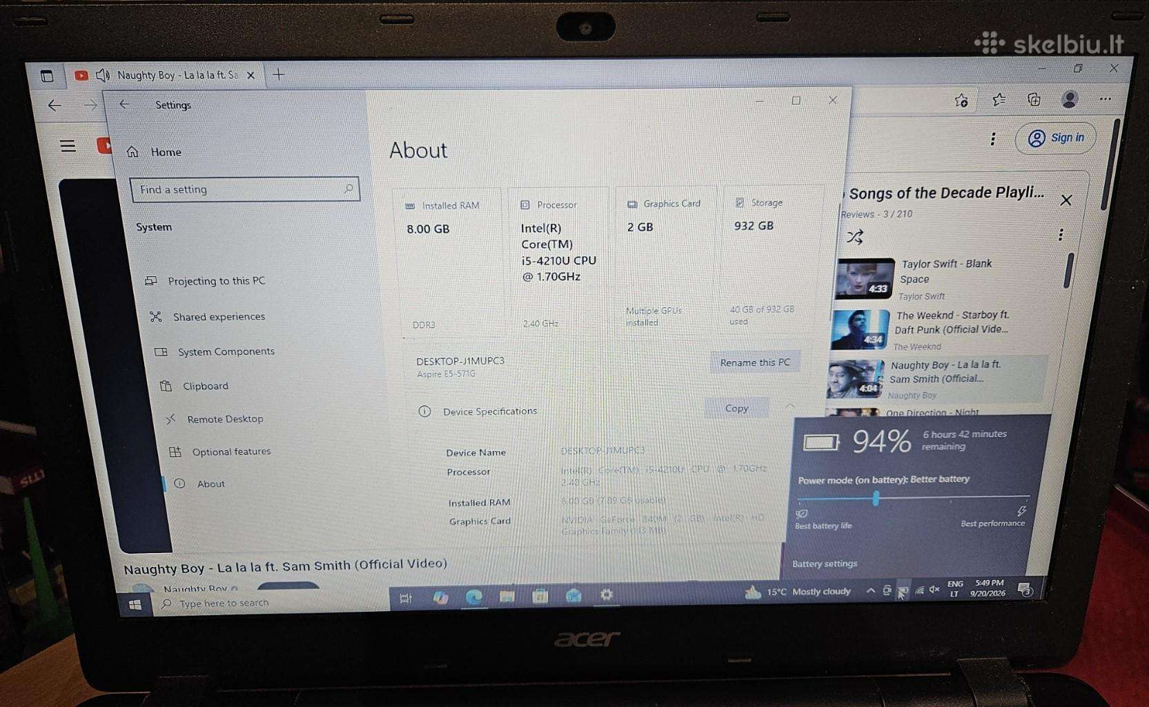 Nešiojamas kompiuteris Acer Aspire E 15