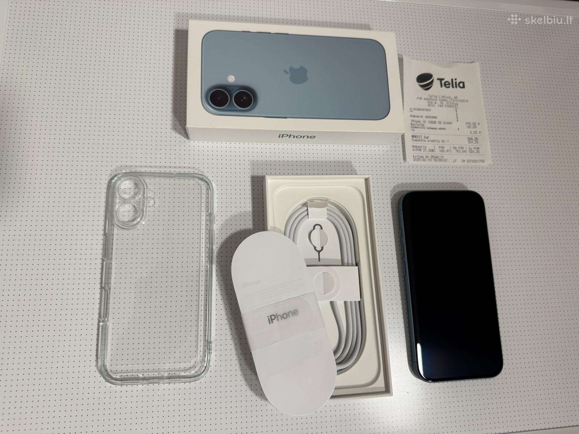 iPhone 16 128gb Turkio spalvos su garantija
