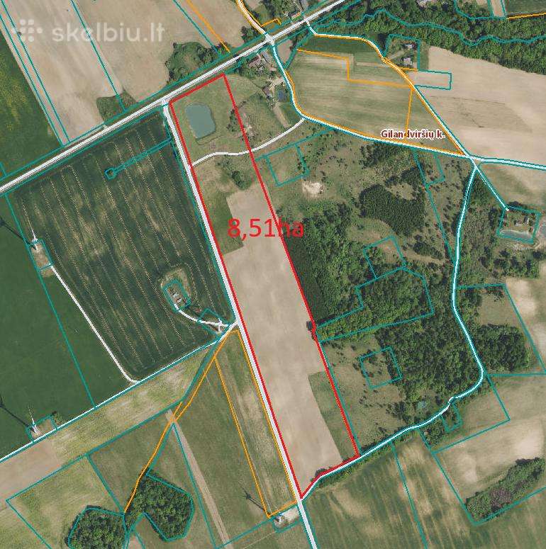 8,51 ha sklypas su tvenkiniu ir namo pamatais