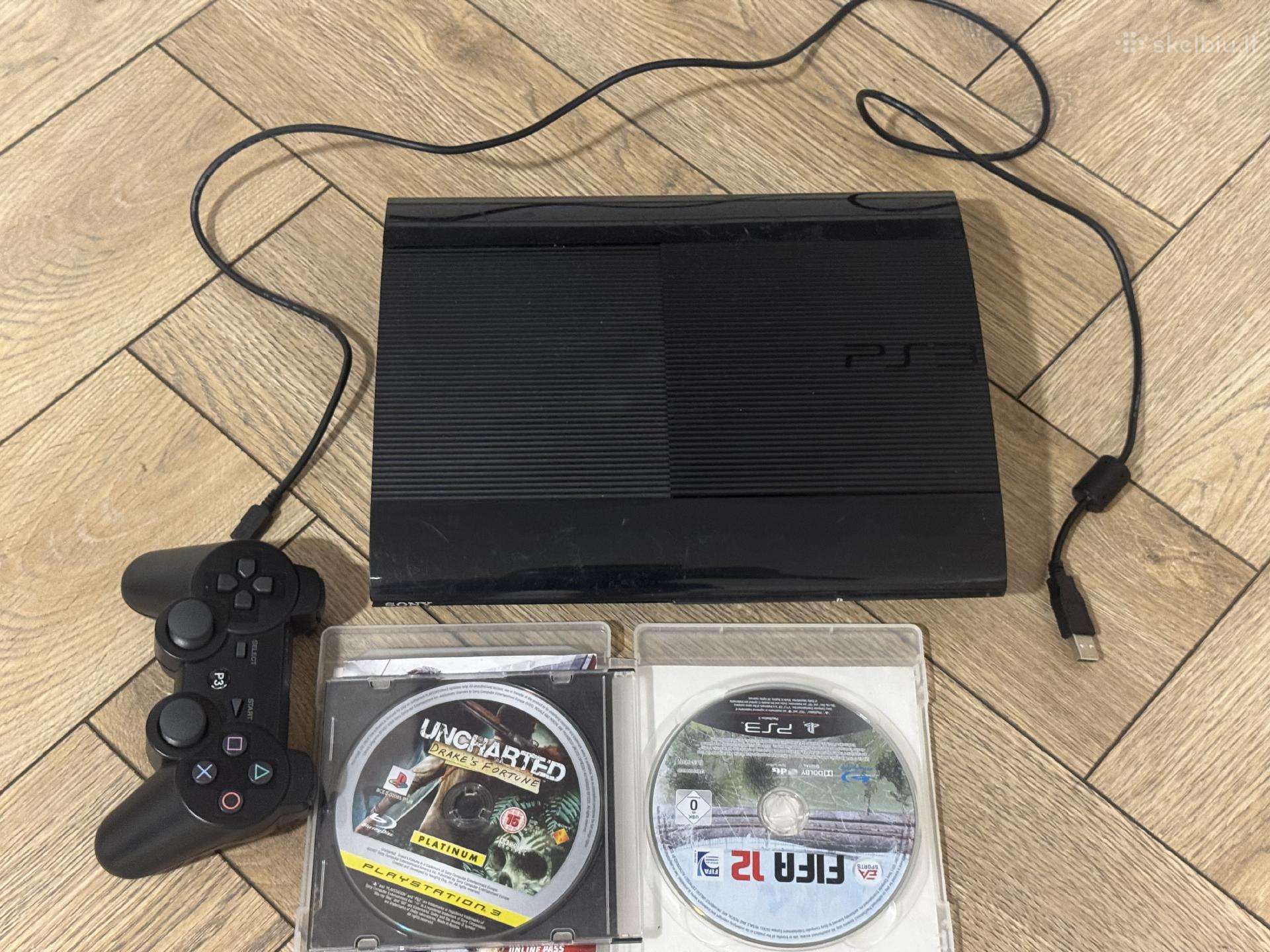 PS3 Super Slim (320 GB) + Atrištas + Išvalytas