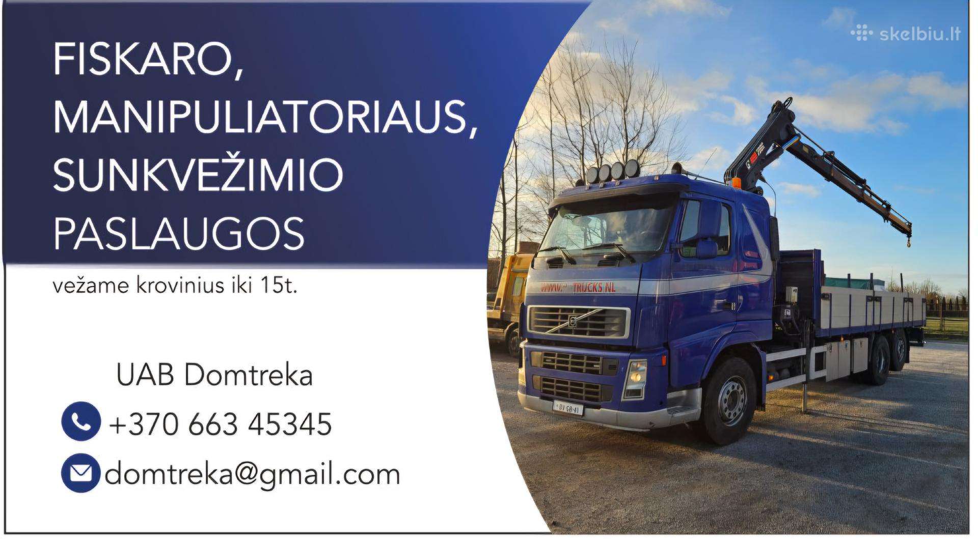 Kroviniu pervežimas, fiskaras- manipuliatorius.