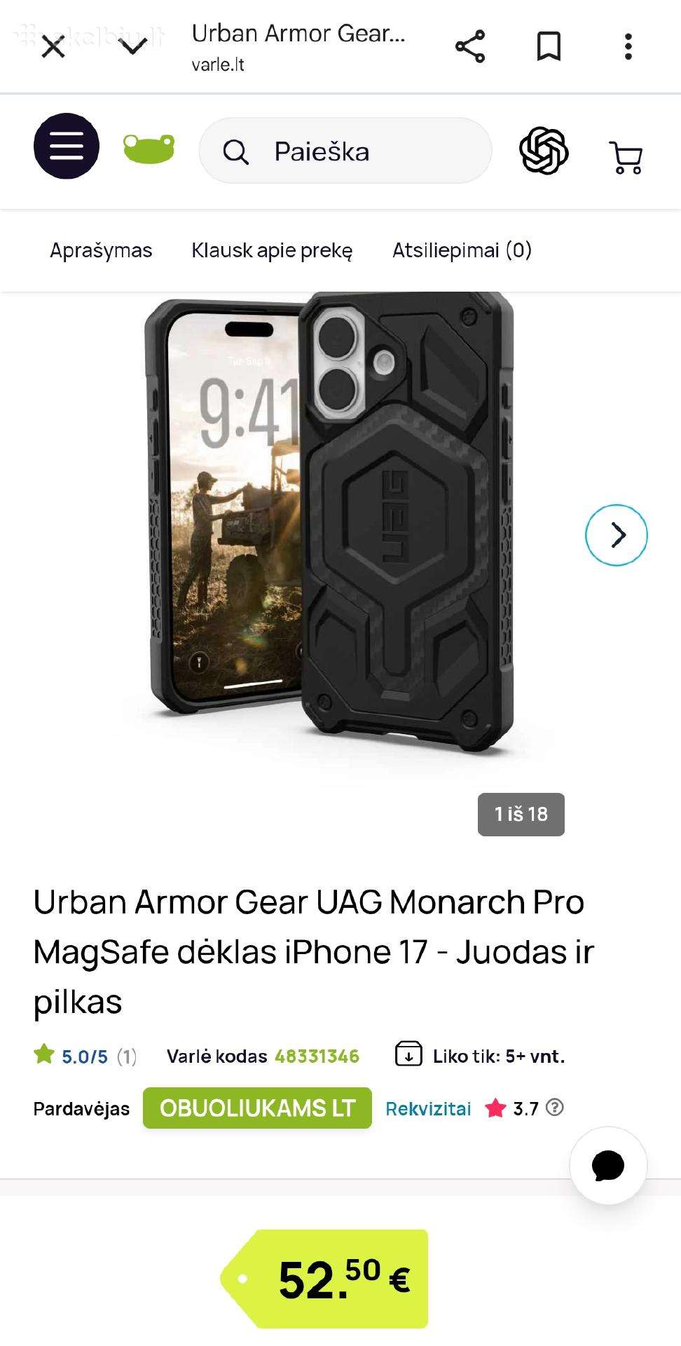 Uag Monarch Pro Magsafe dėklas iPhone 17