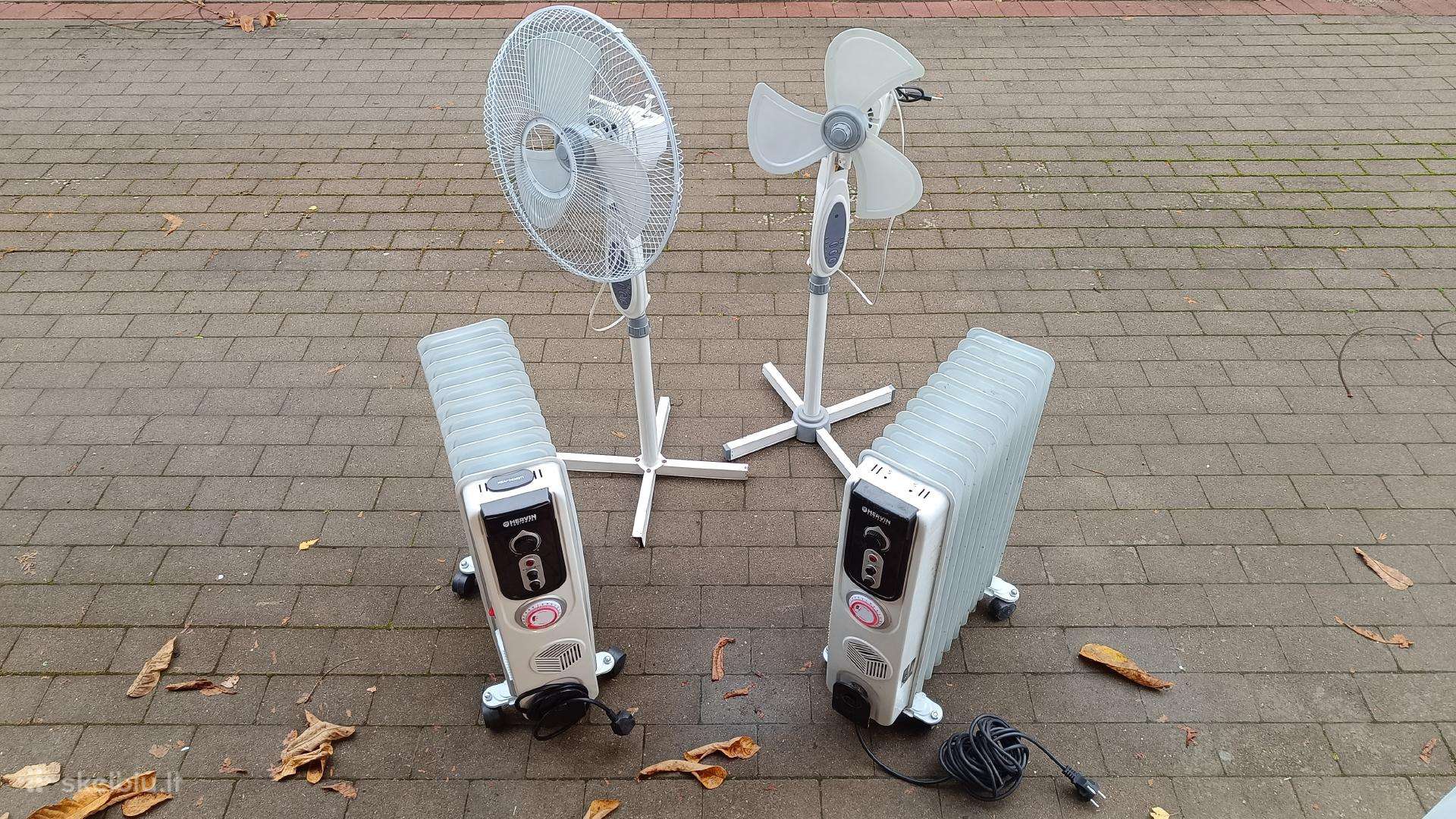 Du radiatoriai ventiliatoriai patalpų džiovinimui