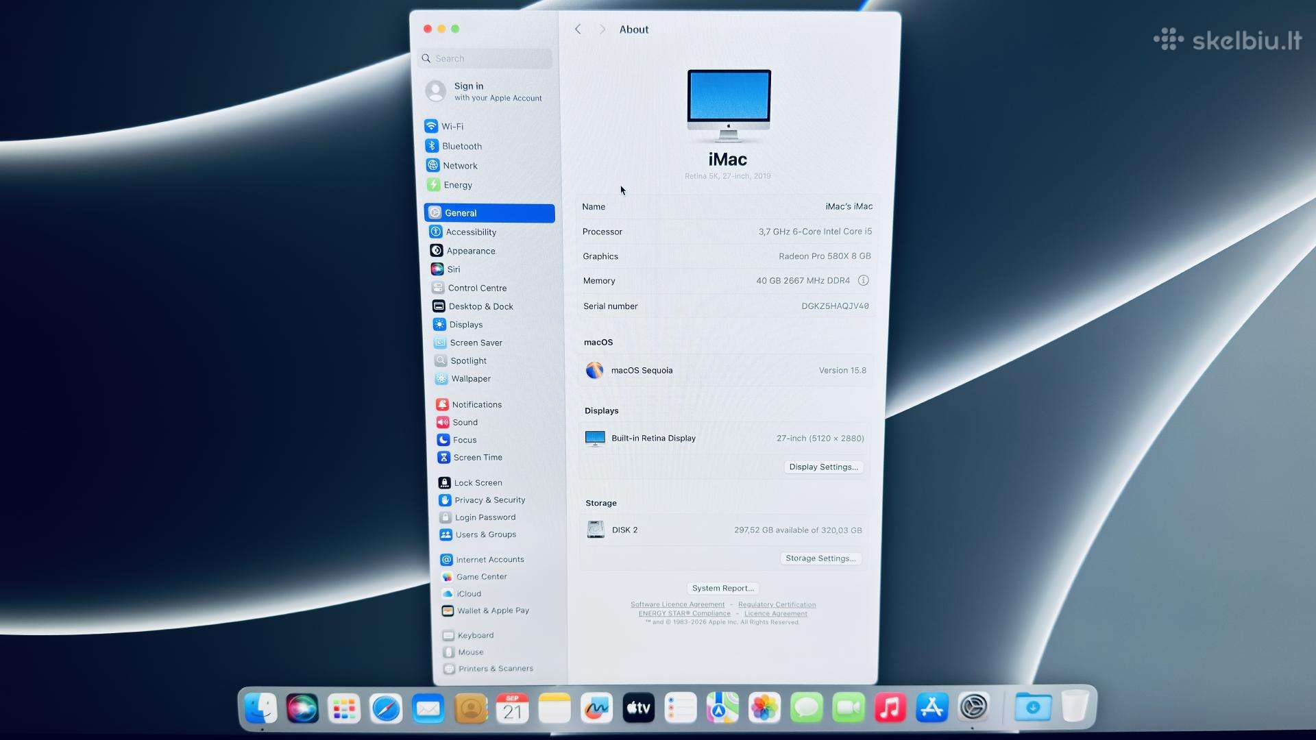 Apple iMac 27" 5k 2019 40gb RAM 580x 8gb