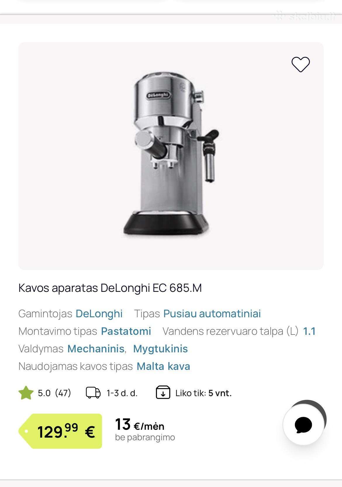 Delongi 685.m sidabrinis
