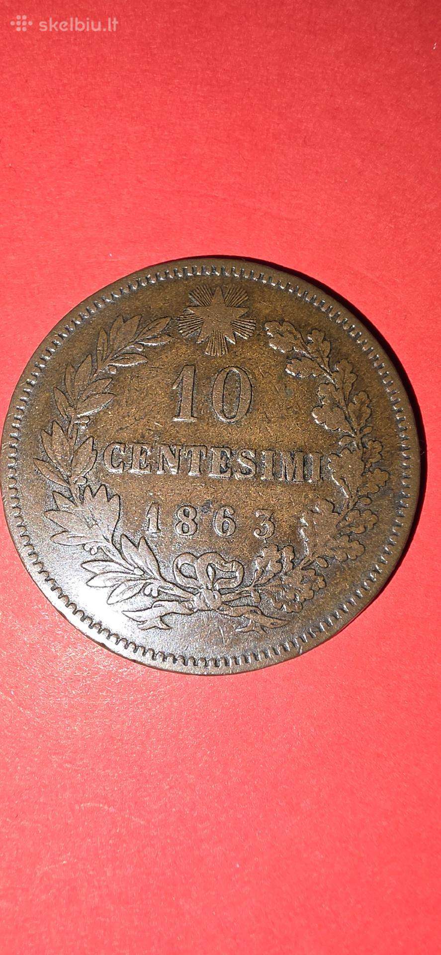 Italija 10 certezimų 1863
