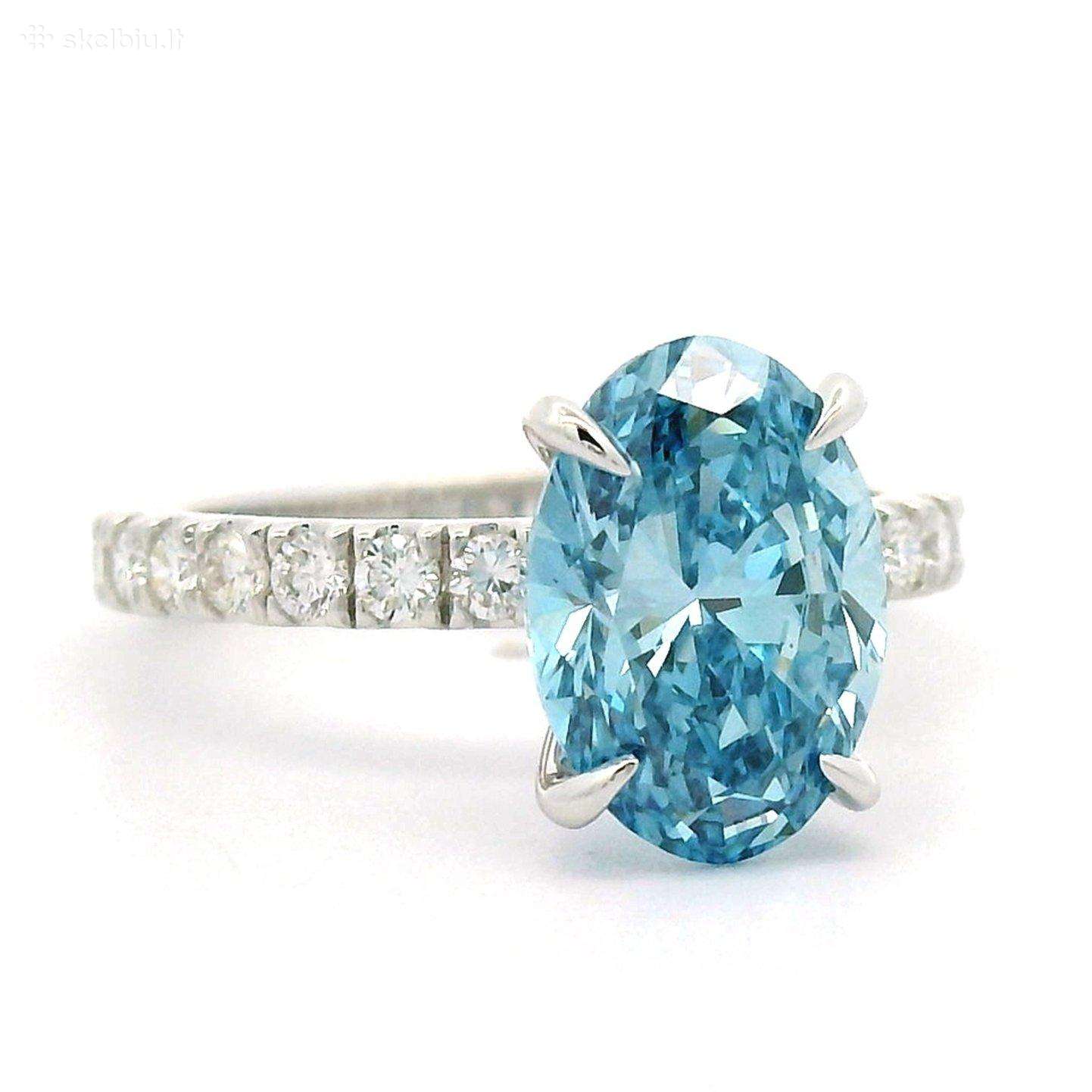 Platinos žiedas sy 2,5ct žydriu LG deimantu