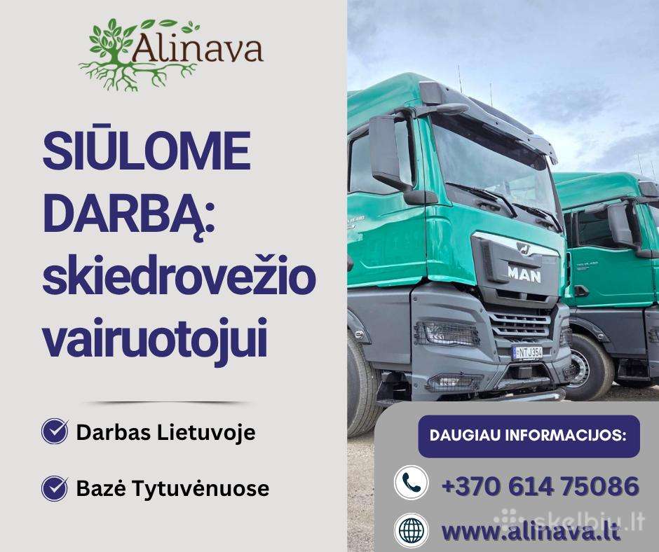 Ieškomas skiedrovežio vairuotojas (CE kat.)