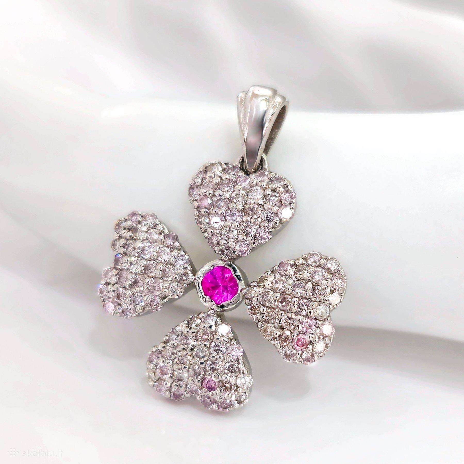 Didelis pakabukas su deimantais ir safyru (0,85ct)