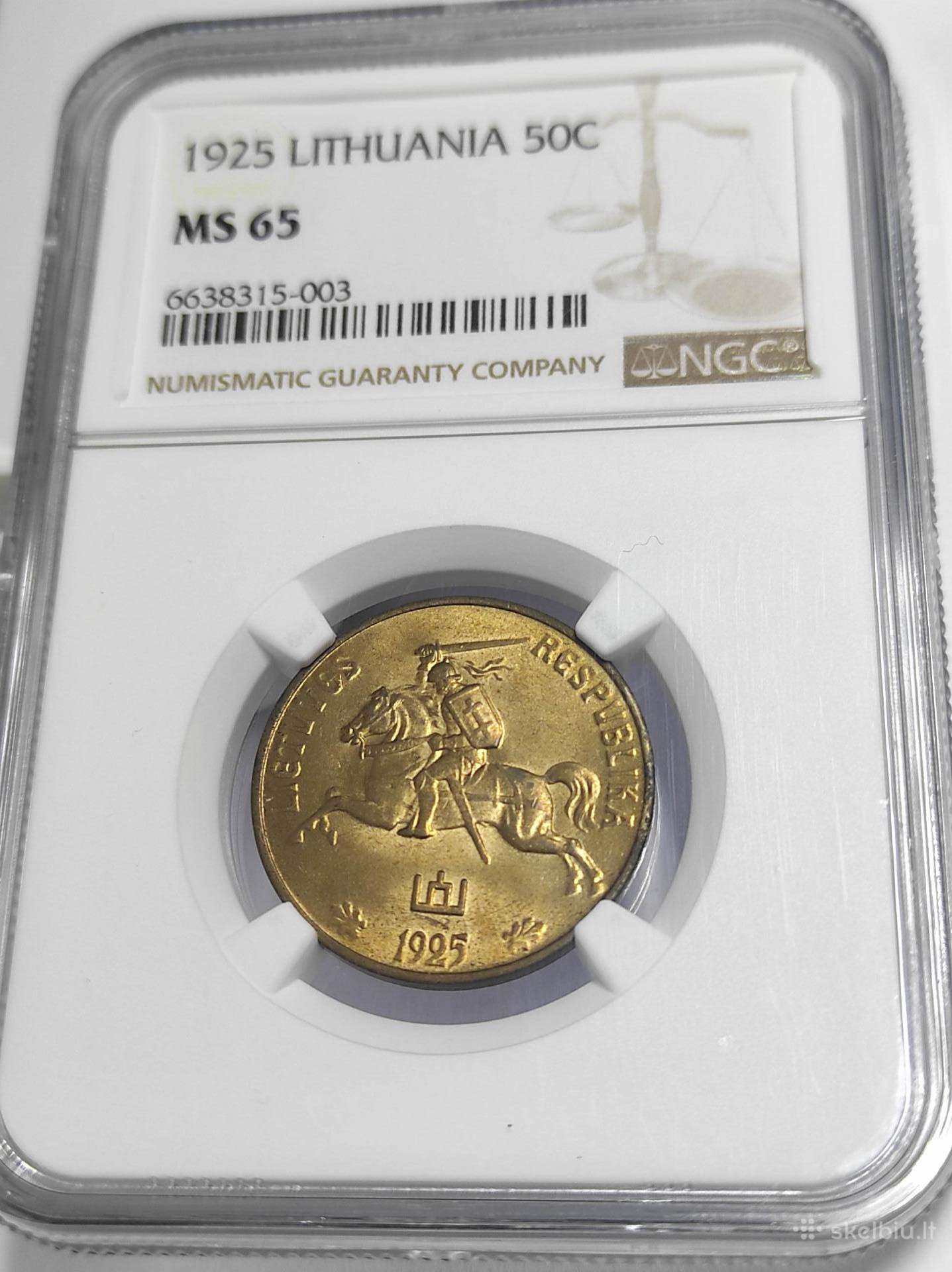 Lietuva 50 centų 1925 Ngc Ms65