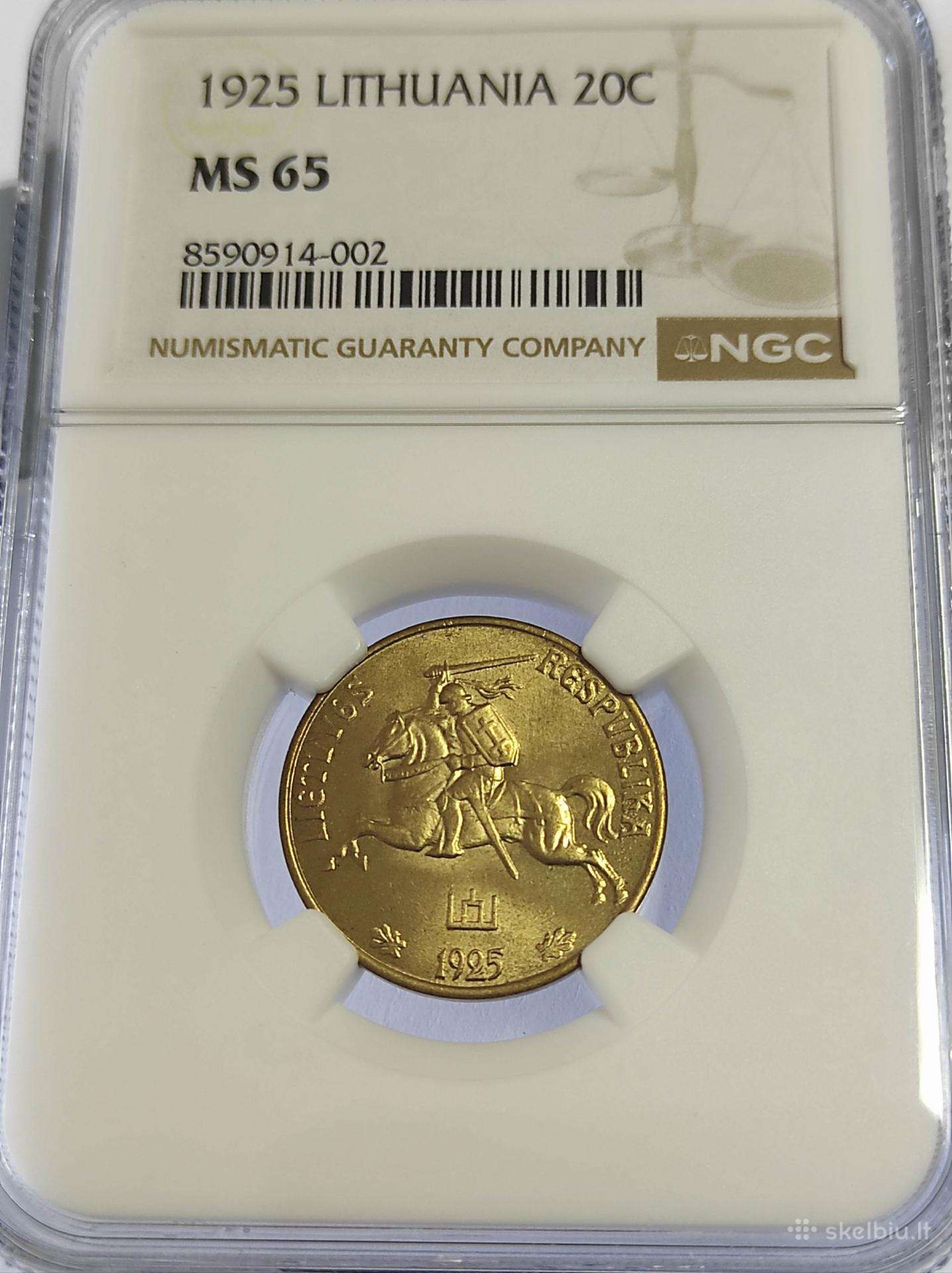 Lietuva 20 centų 1925 Ngc Ms65