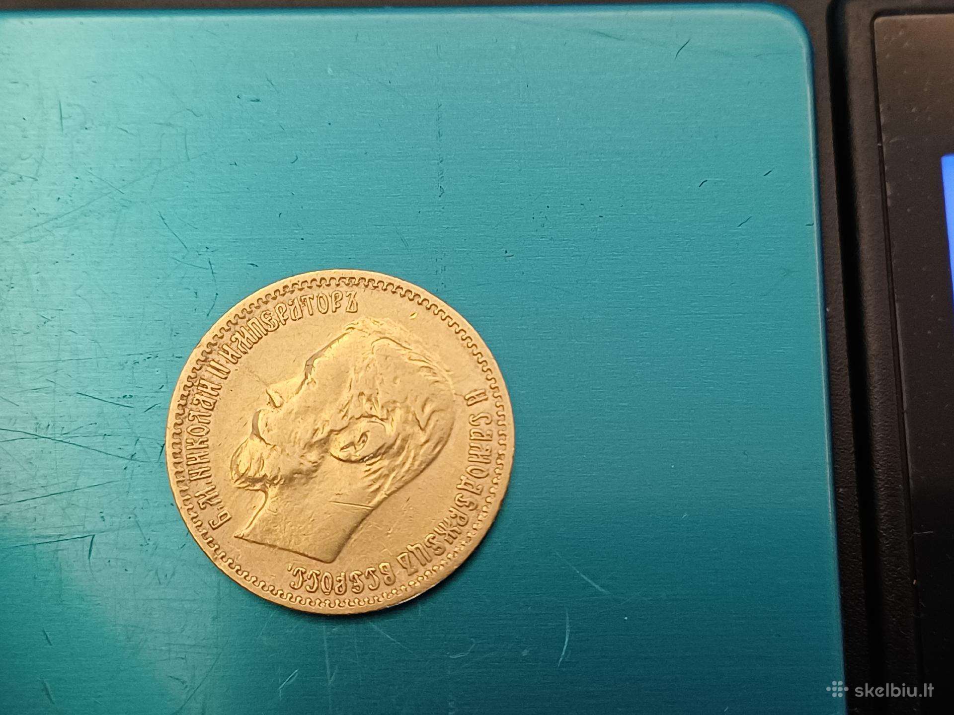 Rusijos imp.nikolajaus II 5 rublių auksinę moneta