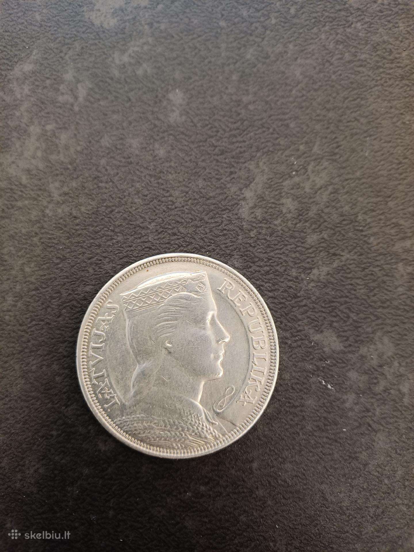 Sidabrine moneta 1931 metų 5 latai Milda