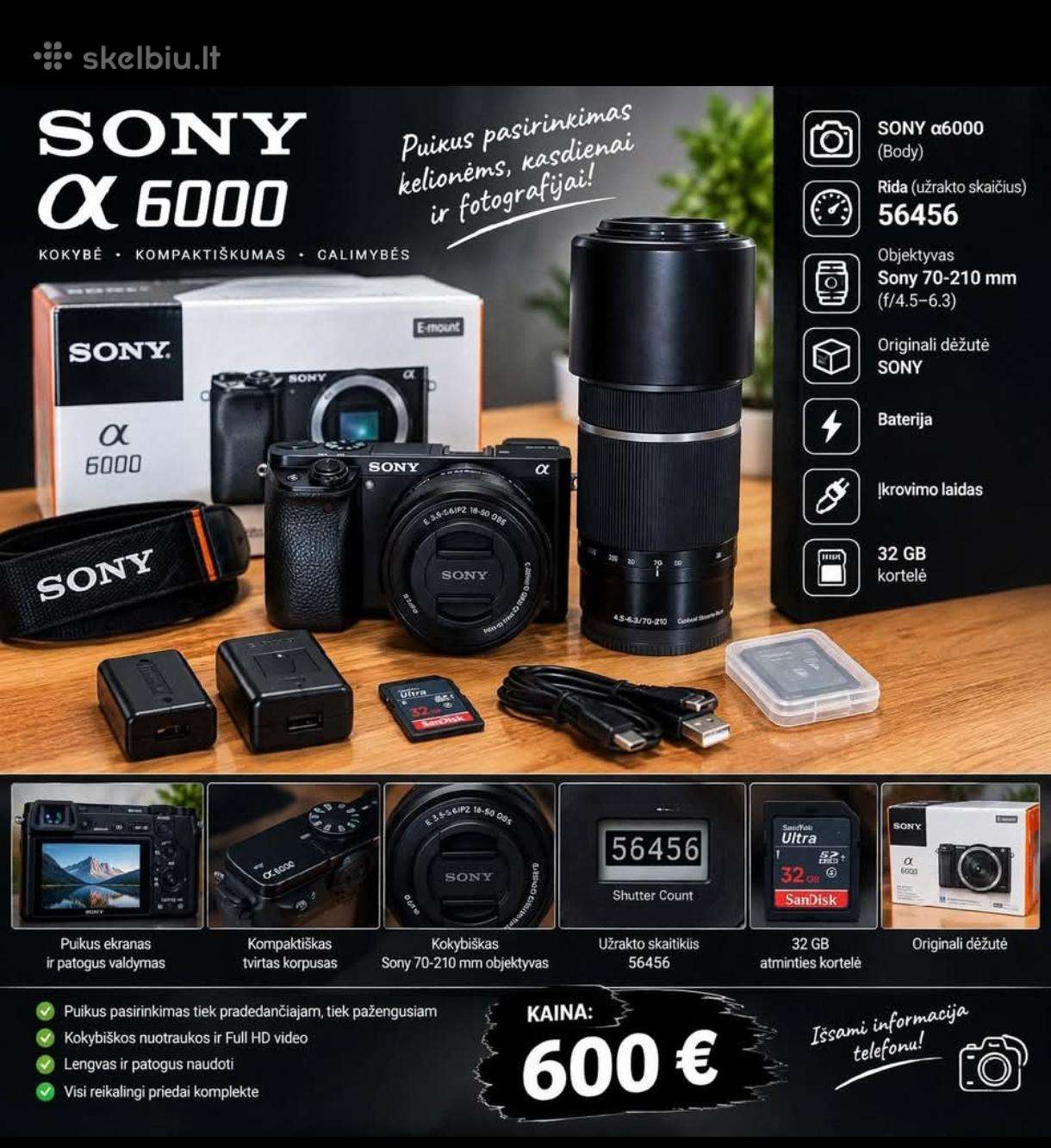 Parduodu Sony a6000