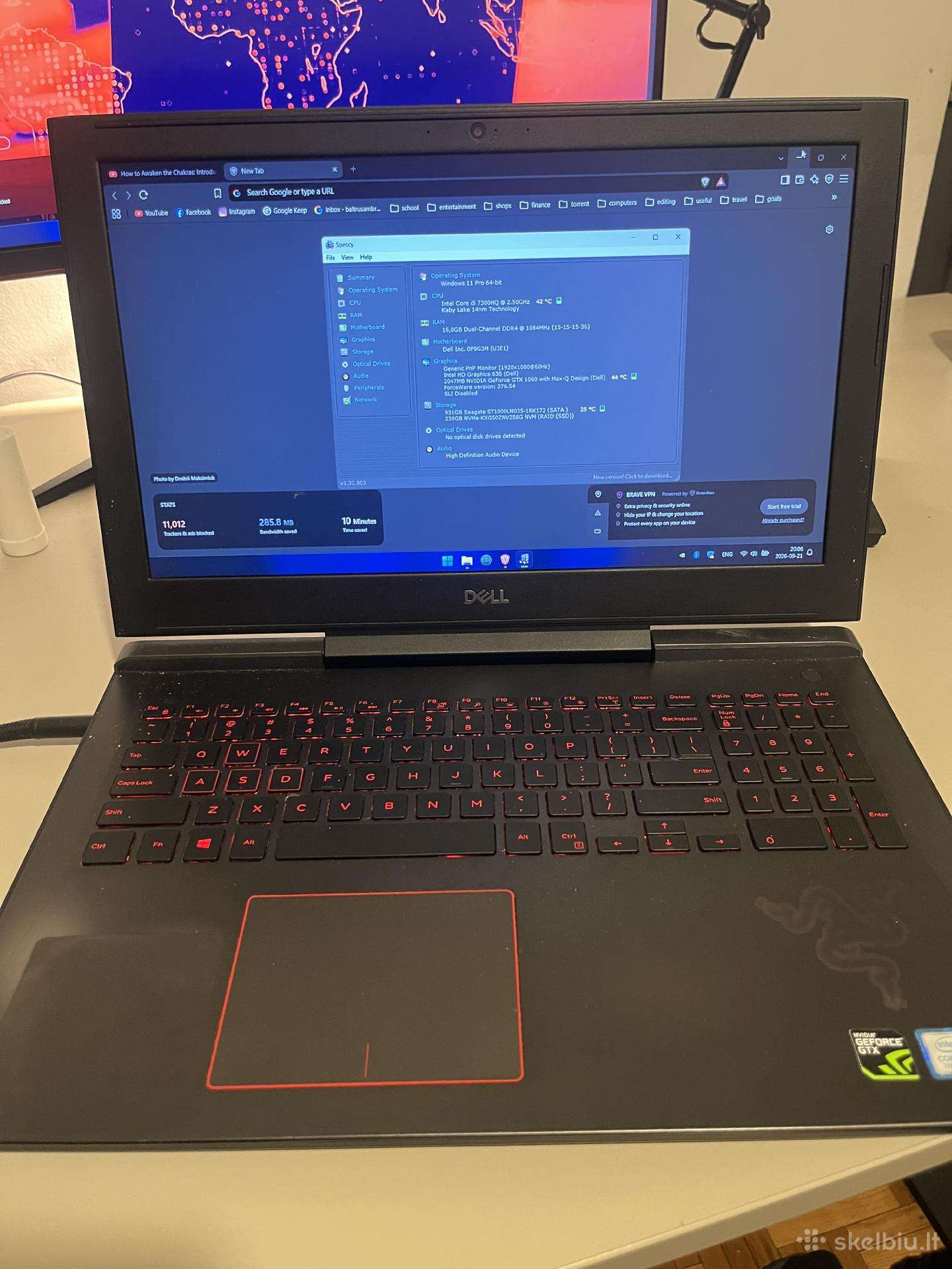 Lenovo inspiron gtx 1060 6g, 16gb RAM laptopas