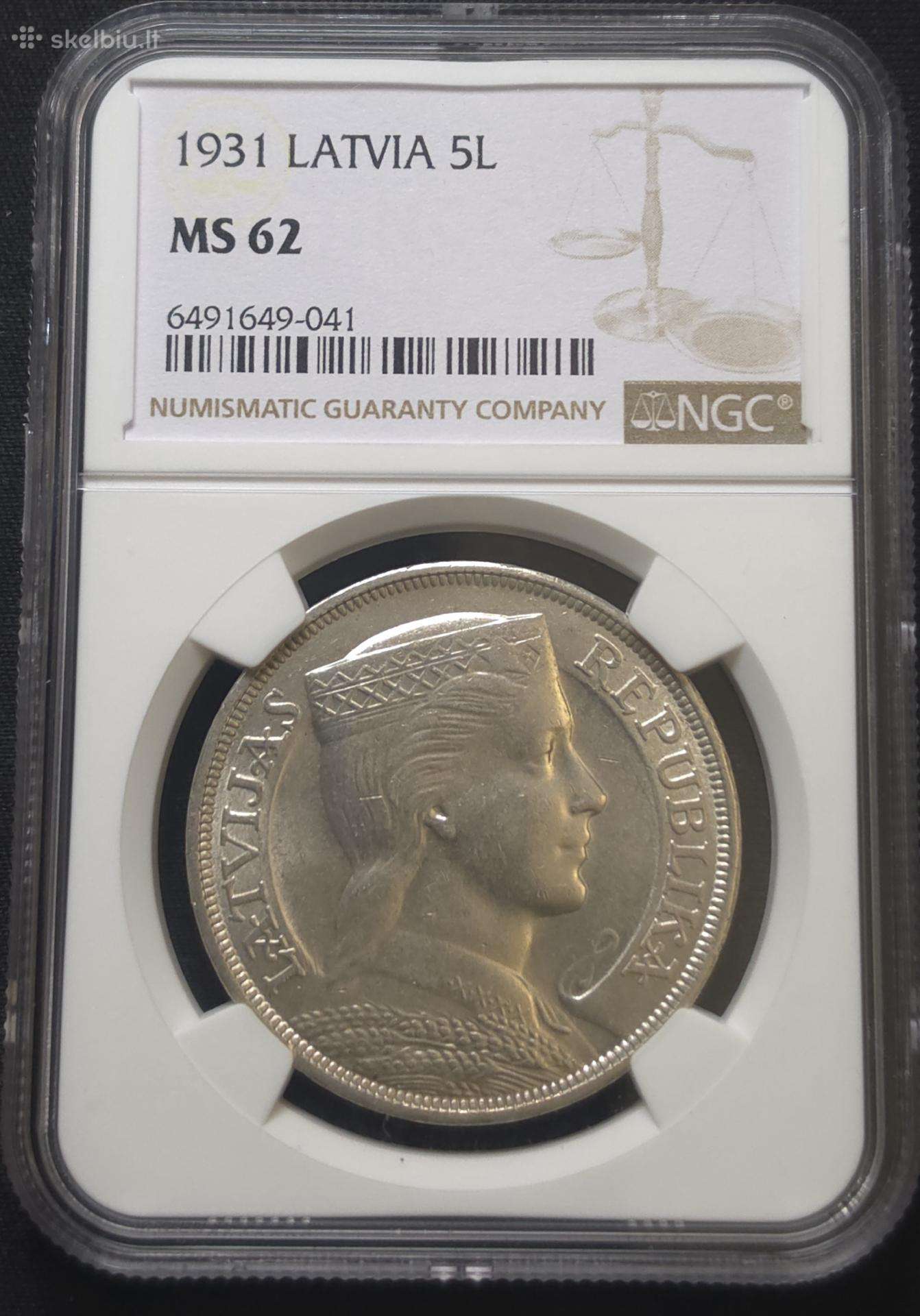 5 latai, Latvija 1931 m. (Ngc Ms 62)