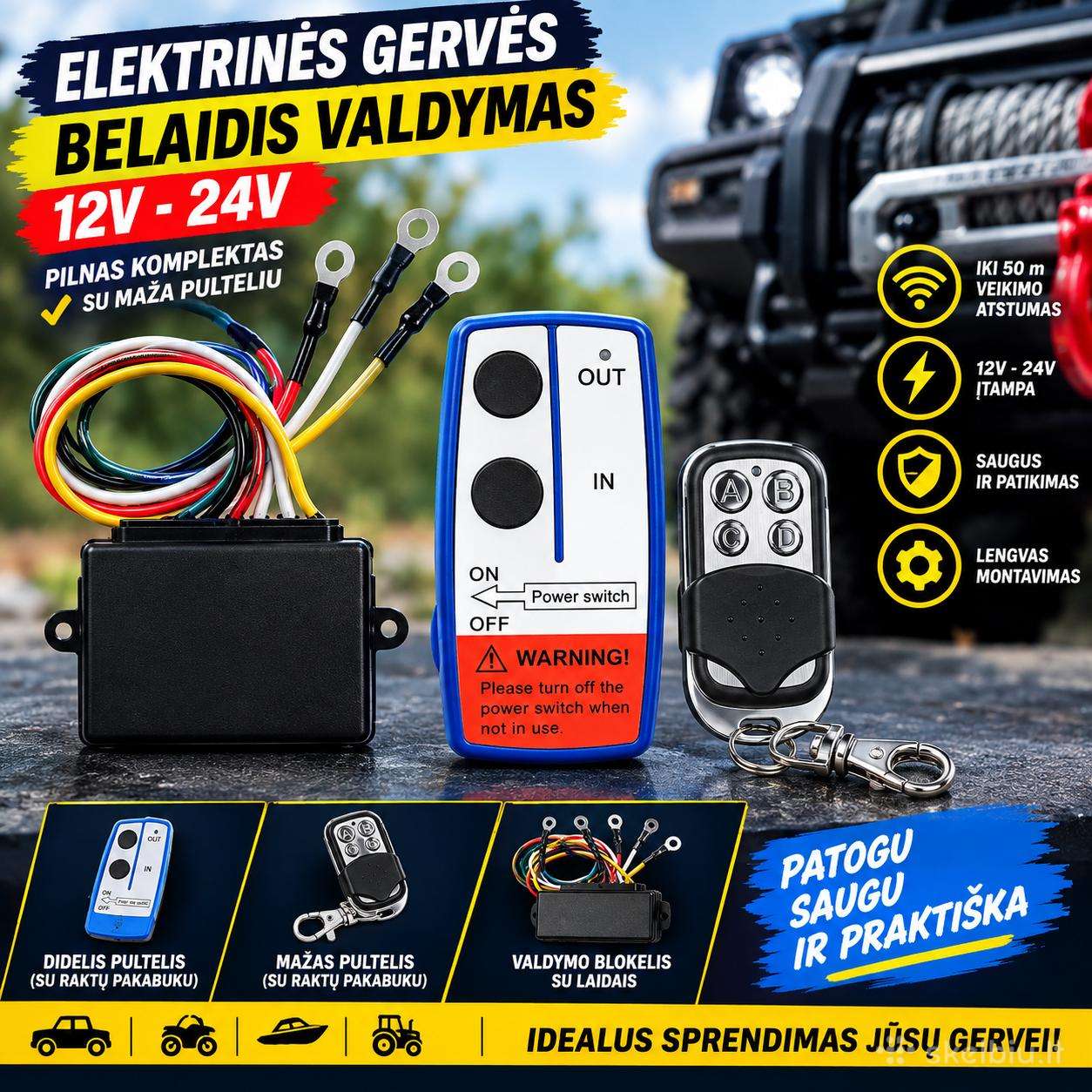 Elektrinės Gervės Valdymas 12v-24v
