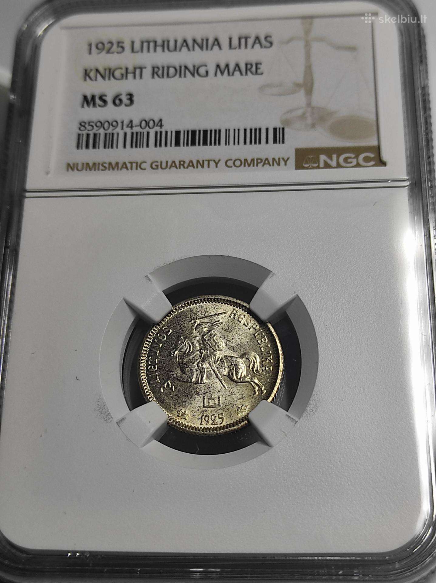 Lietuva 1 litas 1925 Kumelė Ngc Ms63