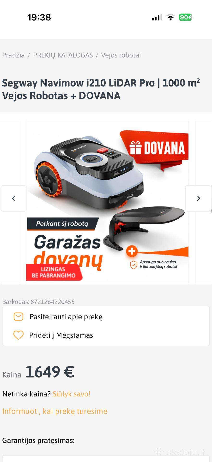 Segway Navimow i210 Lidar Pro /1000 kv m