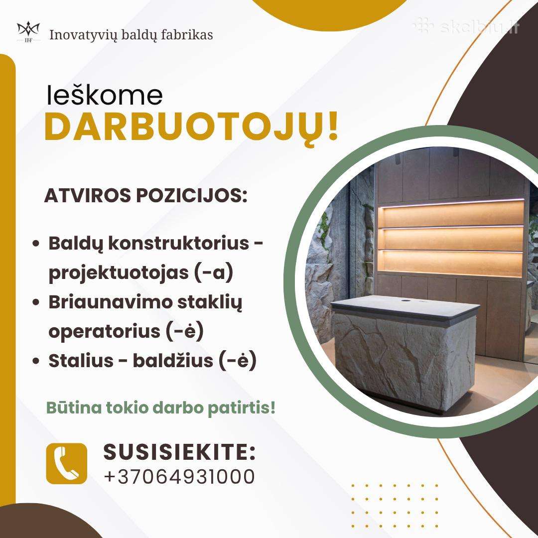 Kantuotojas, baldų konstruktorius, surinkėjas