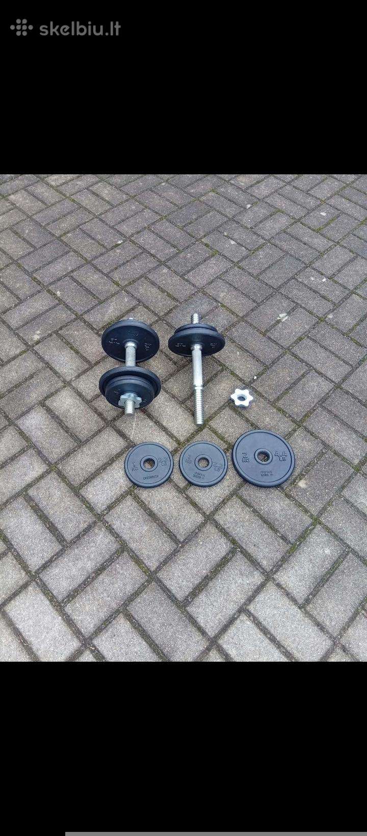10+10 kg.metaliniai geri hanteliai keičiamo svorio