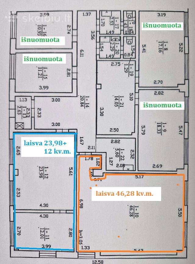 Biuro patalpos atskirais kabinetais Kaune
