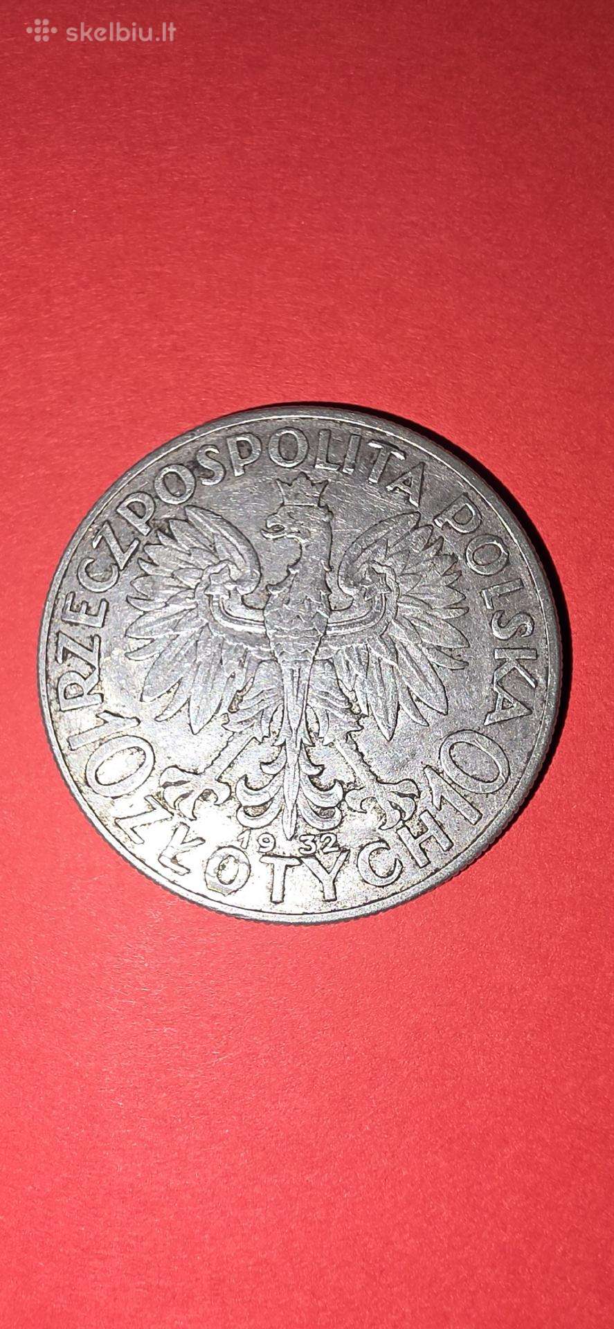 Lenkija 10 zlotų 1932,sidabras 0,750-22 gr.