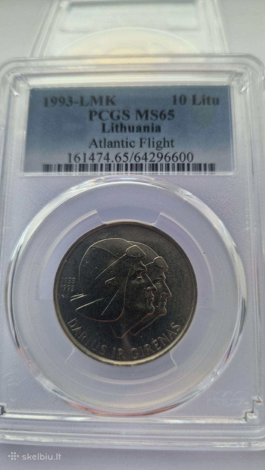 Pcgs Ms65 Lb 1993m. 10 LT Dariaus ir Girenui