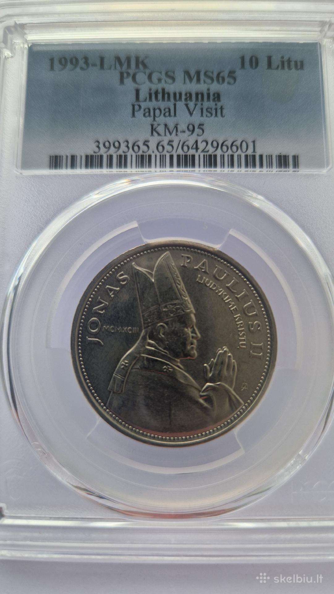 Parduodama Pcgs 1993m. 10lt Jono Pauliaus II (Ms65