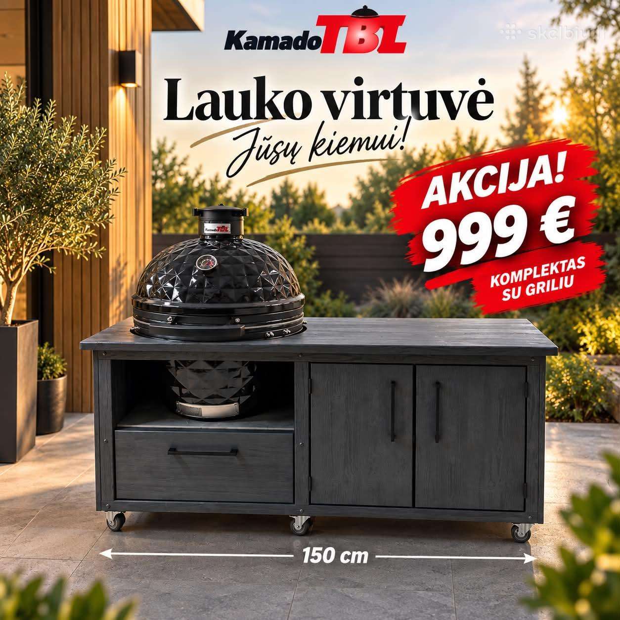 Kamado stalas iš degintos medienos, Kamado griliai
