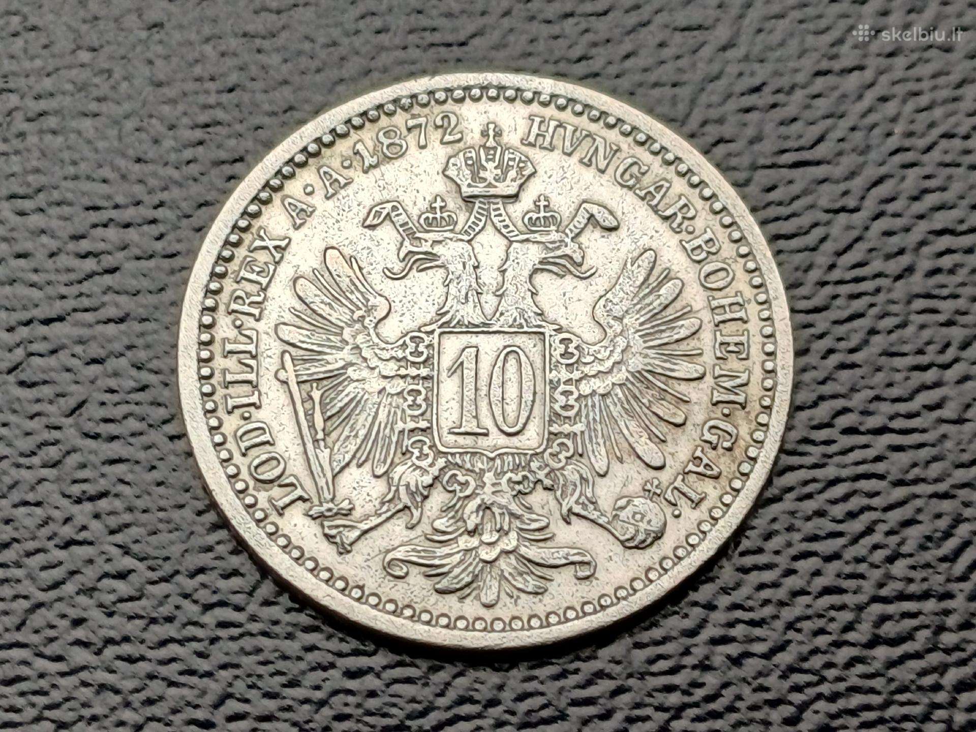 10 kreicerių 1872m. Austrija sidabras