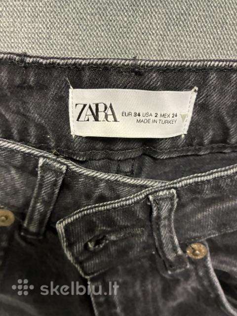 Originalūs tamsiai pilki Zara džinsai aukštu lieme