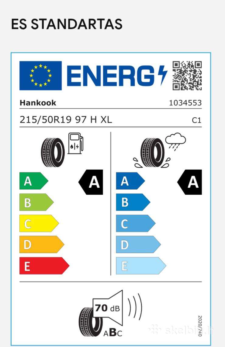 Hankook, летние 215/50 R19