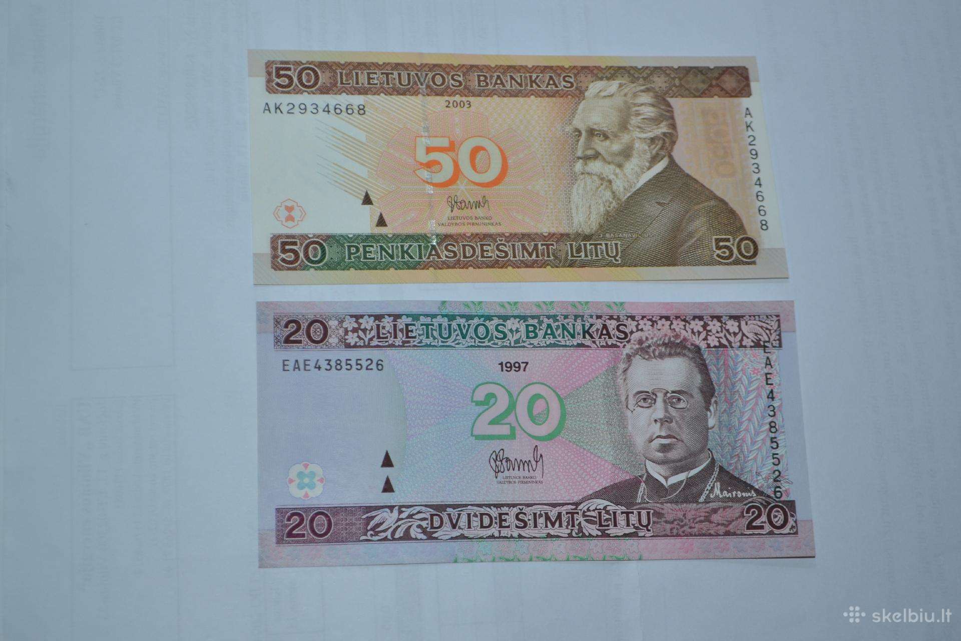 50 Litu 2003 m.20 litu 1997 m.