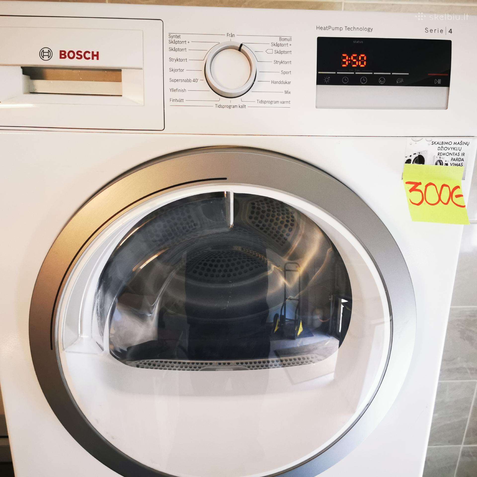 Rūbų džiovyklė Bosch 8kg A++ Klasės