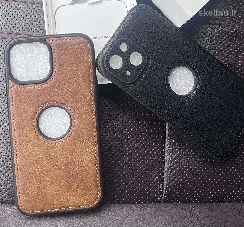 Kokybiški iPhone 15 Pu odos dėklai