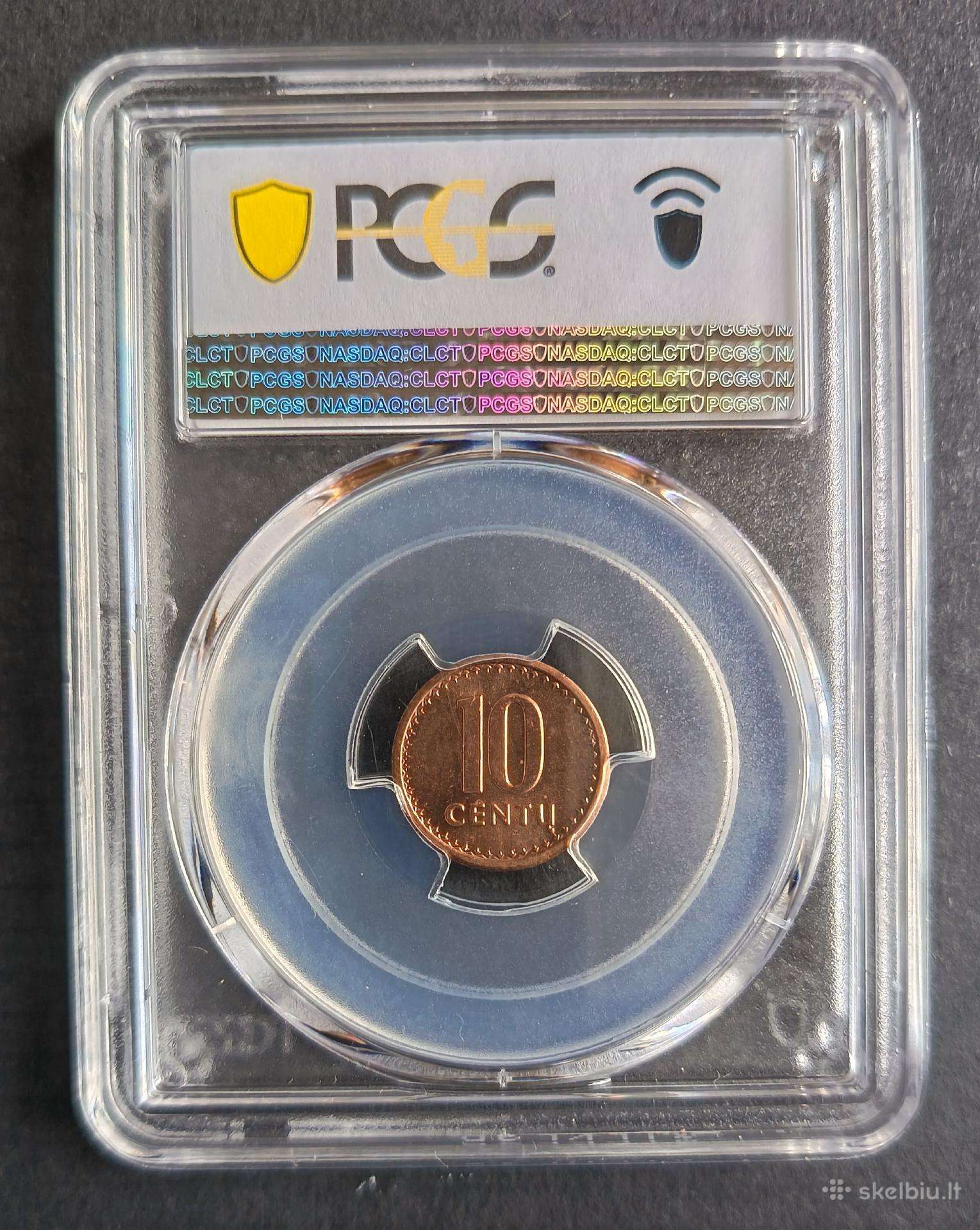 Lietuva, 10 centų, 1991 m. (Pcgs Ms 66 Rd)