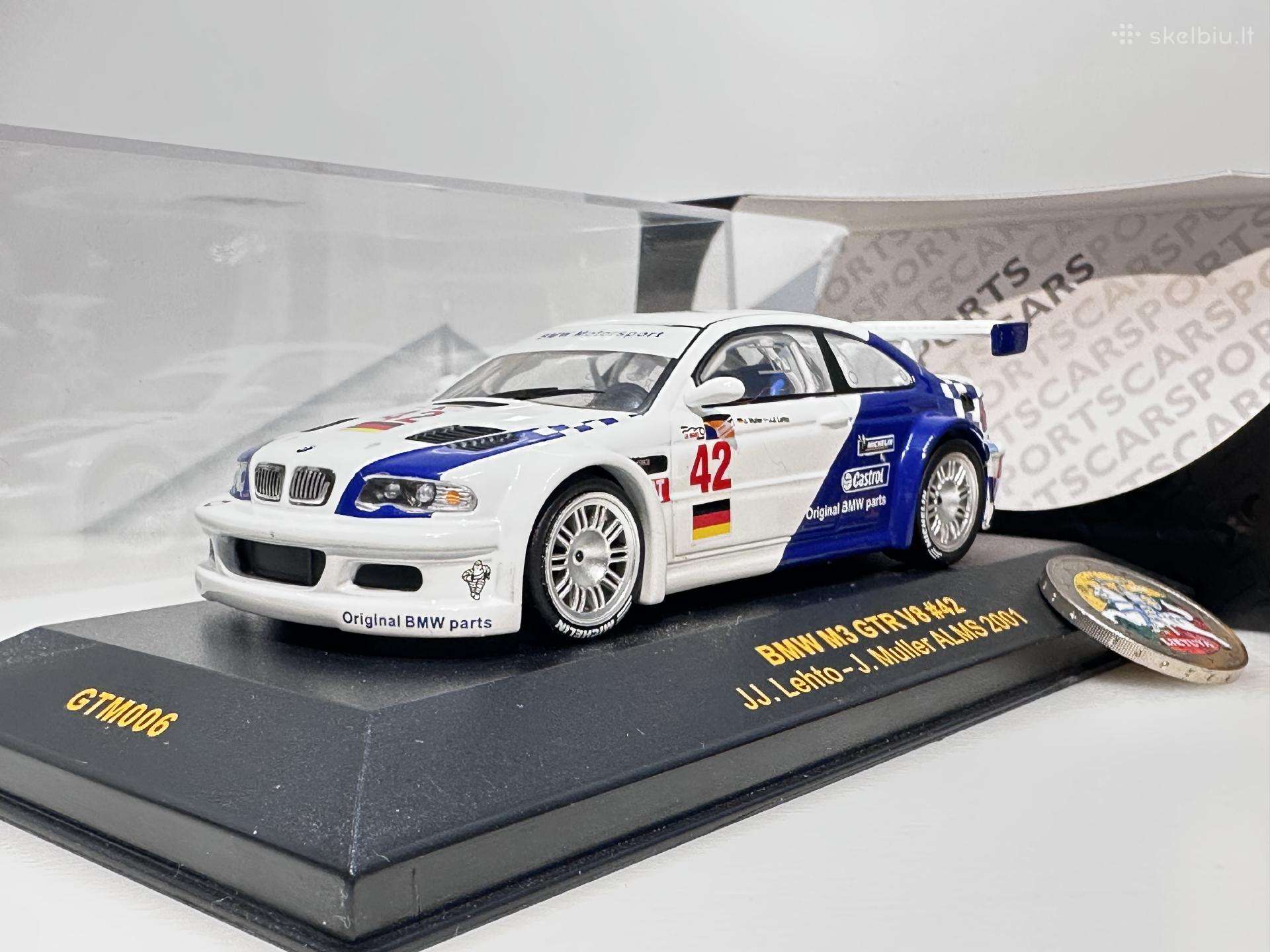 Bmw M3 Gtr V8 E46 #42 Alms 2001 balta/mėly 1:43