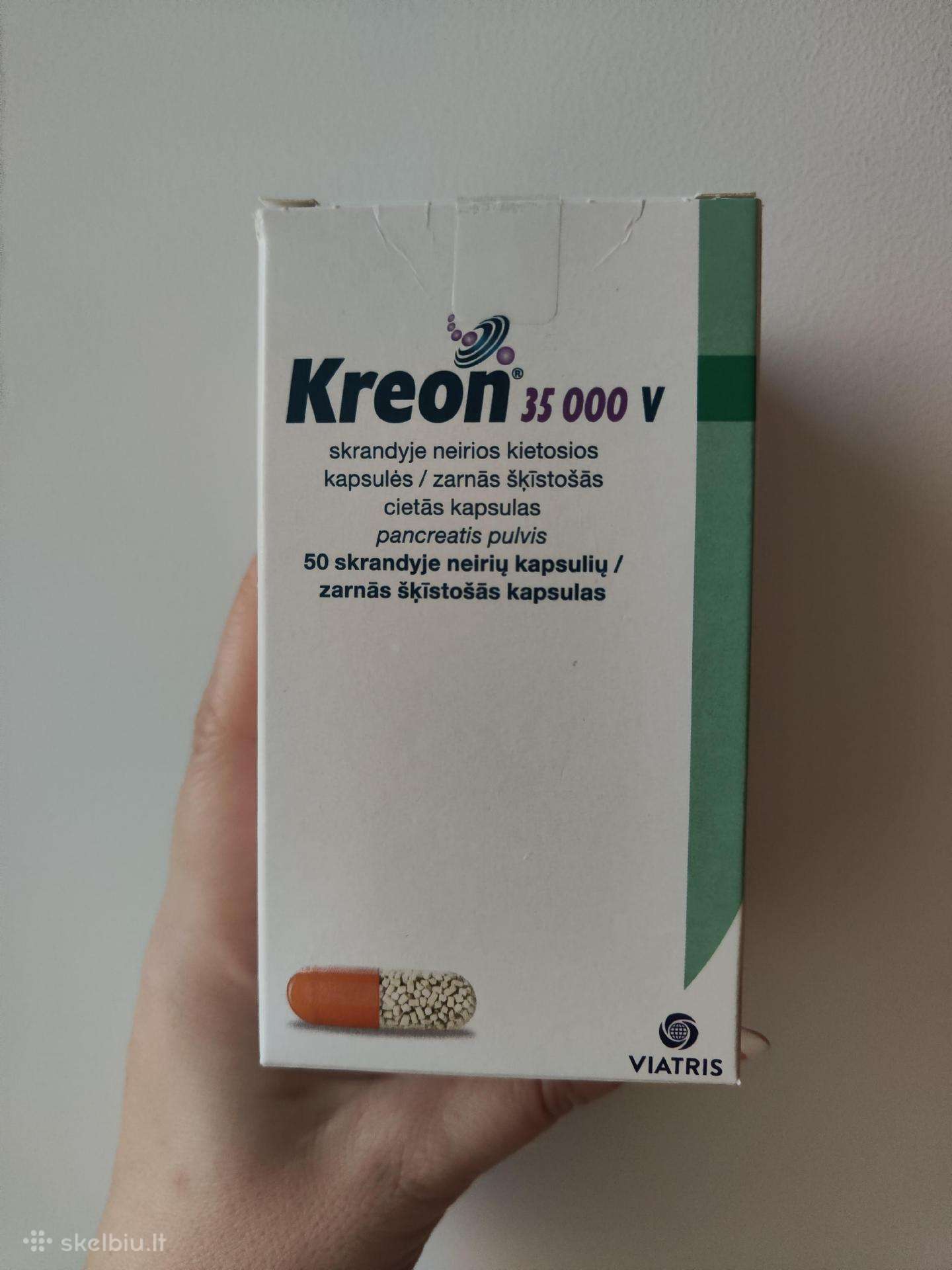 Kreon 35000 skrandyje neirios kietosios kapsulės