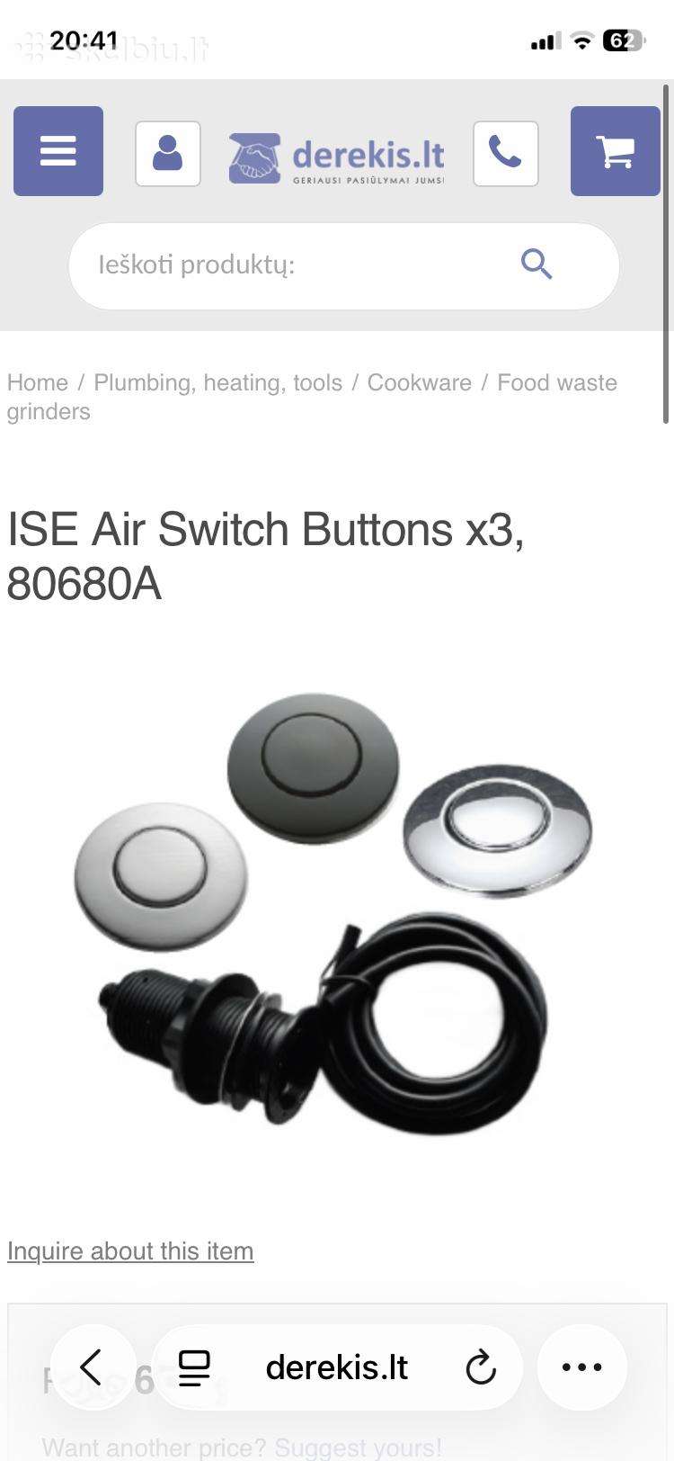 Mygtukas 80680a Air Switch Buttons x3 Insinkerator