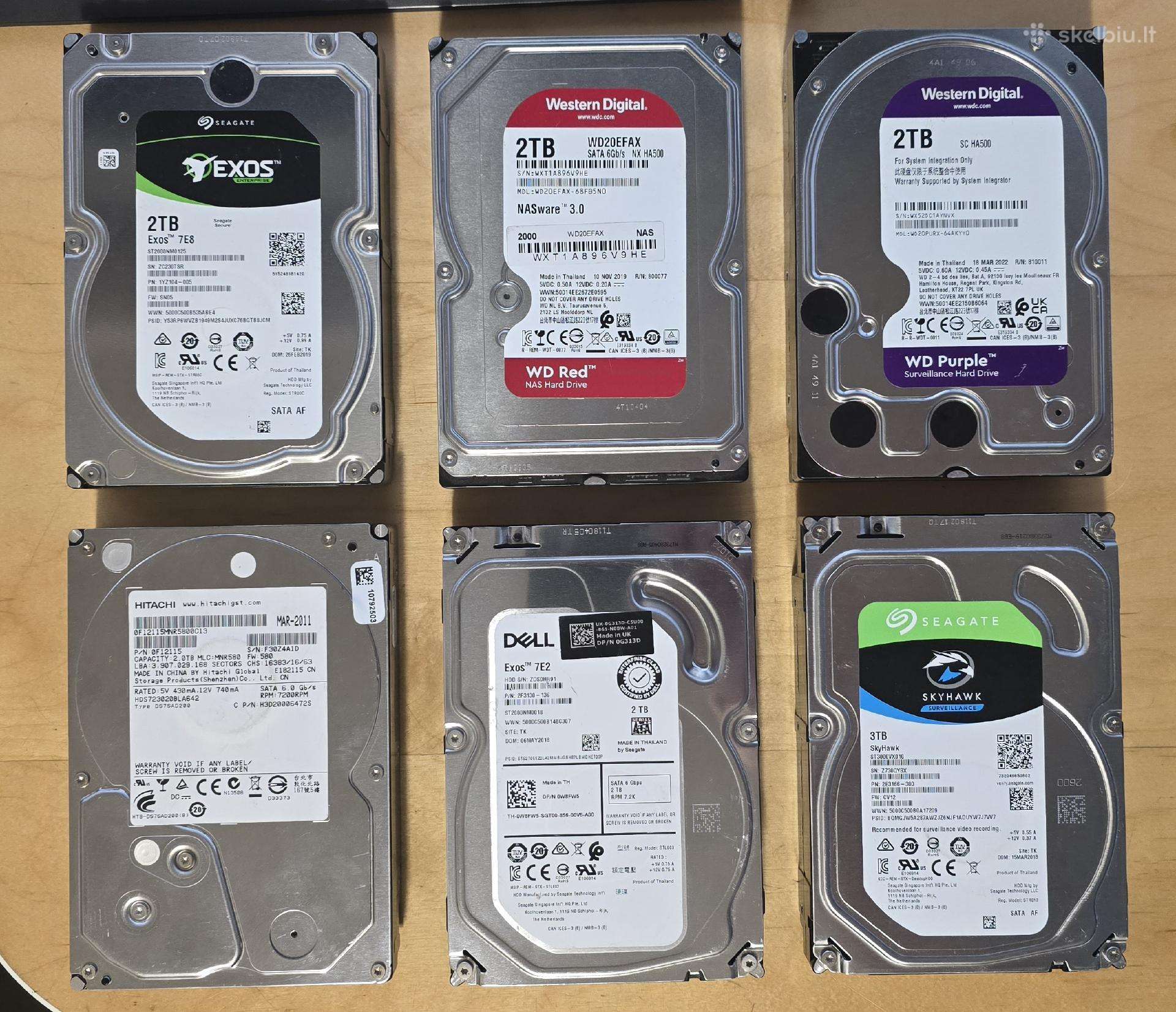 3.5" Sata HDD 1tb 2tb 3tb - Nauji ir naudoti