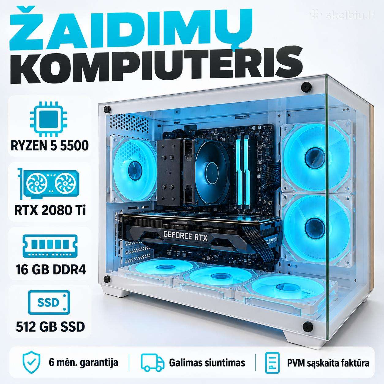 Žaidimų kompiuteris Ryzen 5 5500 Rtx 2080 Ti