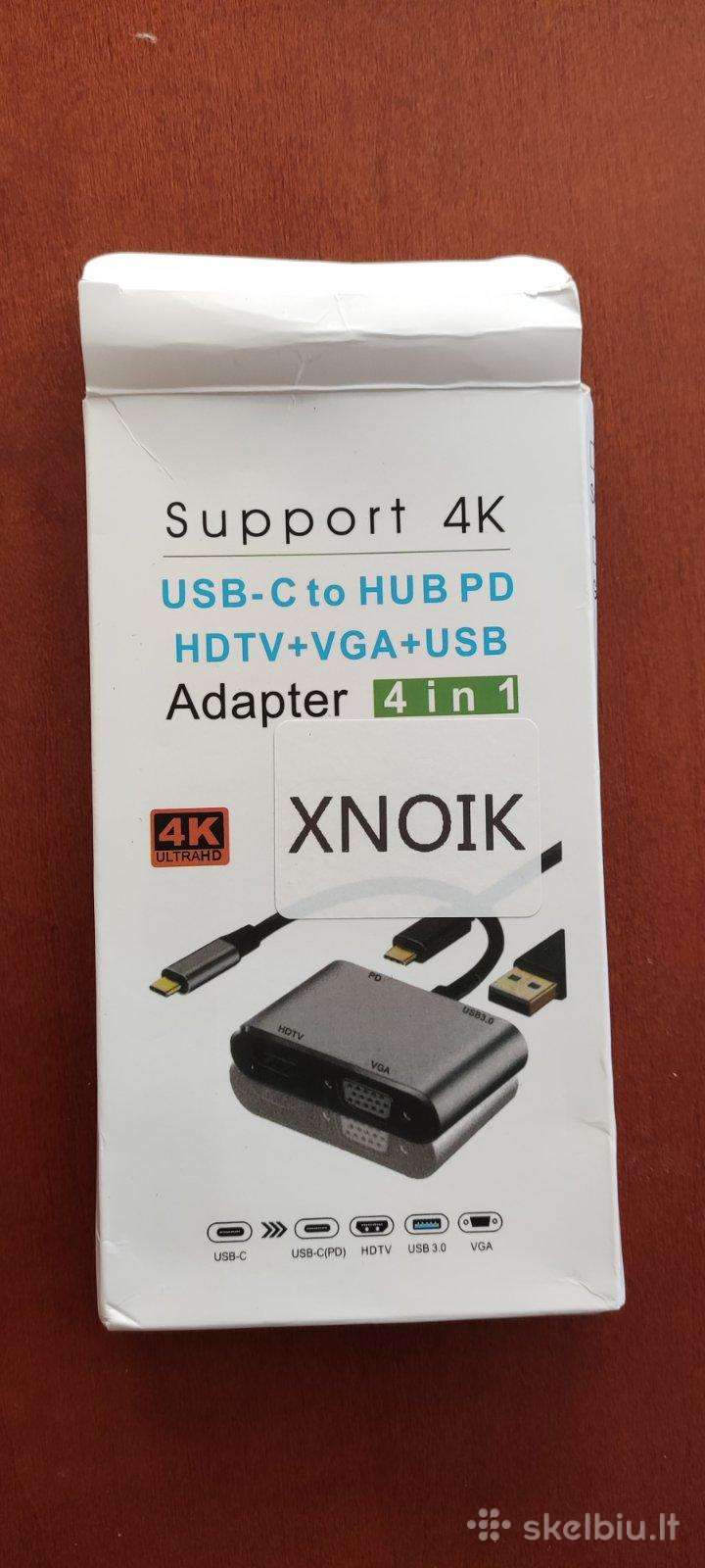 4-in-1 Usb-c į Hub Pd / Hdtv / Vga / Usb adapteris