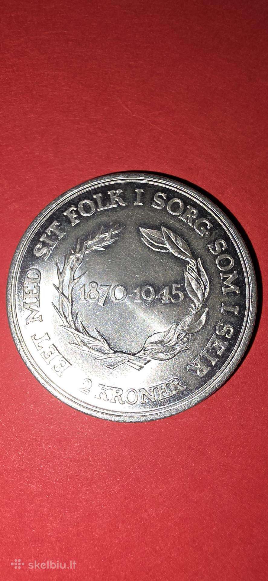 Danija 2 kronos 1945,sidabras 0,800-15 gr.