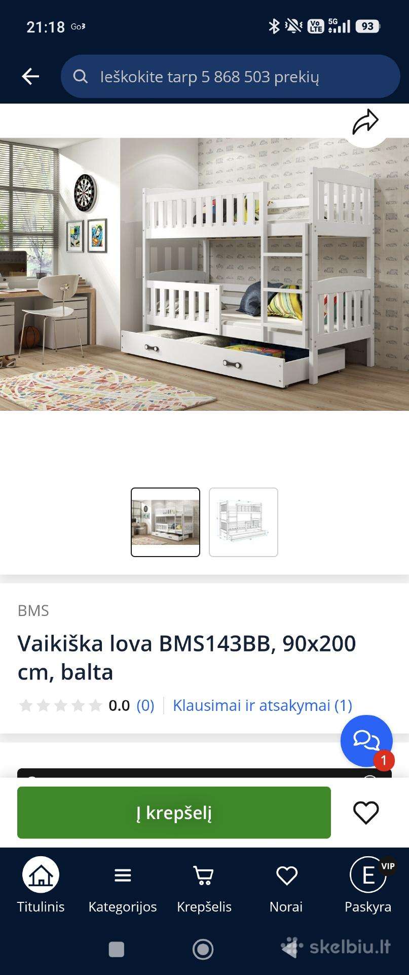 Dviejų aukštų vaikiška lova